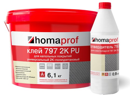 картинка Двухкомпонентный полиуретановый клей Homakoll PU 797 Prof от Интернет-магазина Эллипс